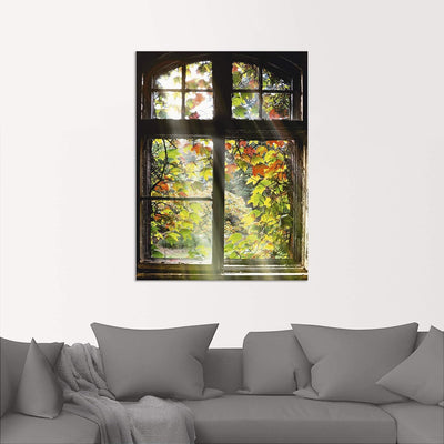 ARTland Wandbild Alu Verbundplatte für Innen & Outdoor Bild 45x60 cm Fensterblick Fenster Herbst Nat