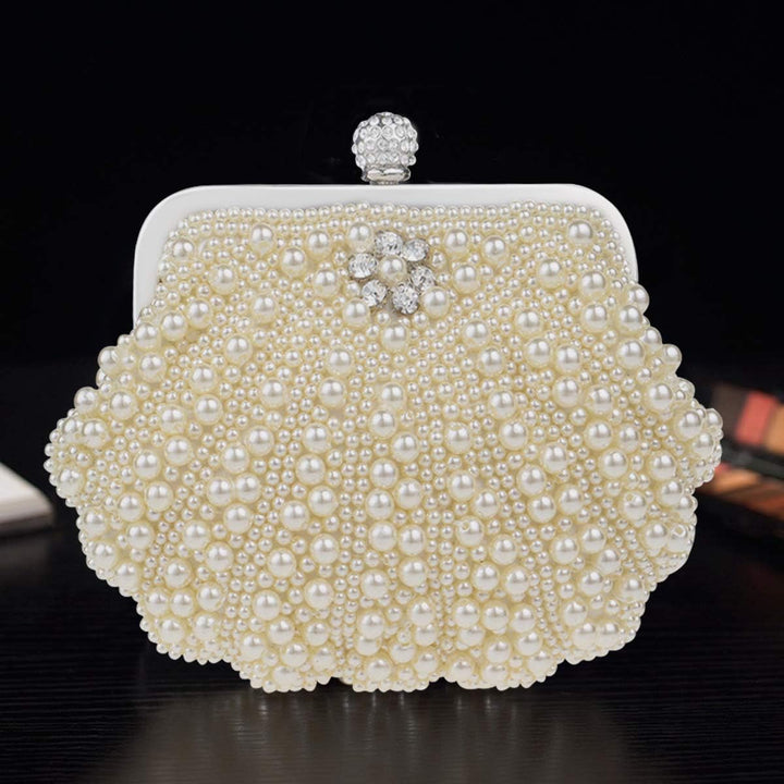 NICOLE&DORIS Imitat Perle der Frauen Bördelte Harte Fallkupplungstasche,Hochzeit Handtasche Abschlus