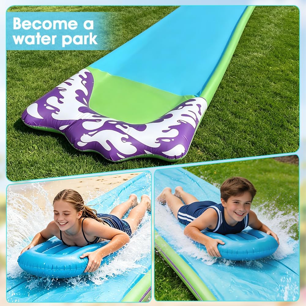 Foreverup Wasserrutsche Garten für Kinder, 480 * 70CM Single Wasserrutschmatte mit Bodyboards, Singl