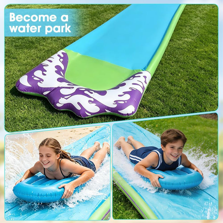 Foreverup Wasserrutsche Garten für Kinder, 480 * 70CM Single Wasserrutschmatte mit Bodyboards, Singl