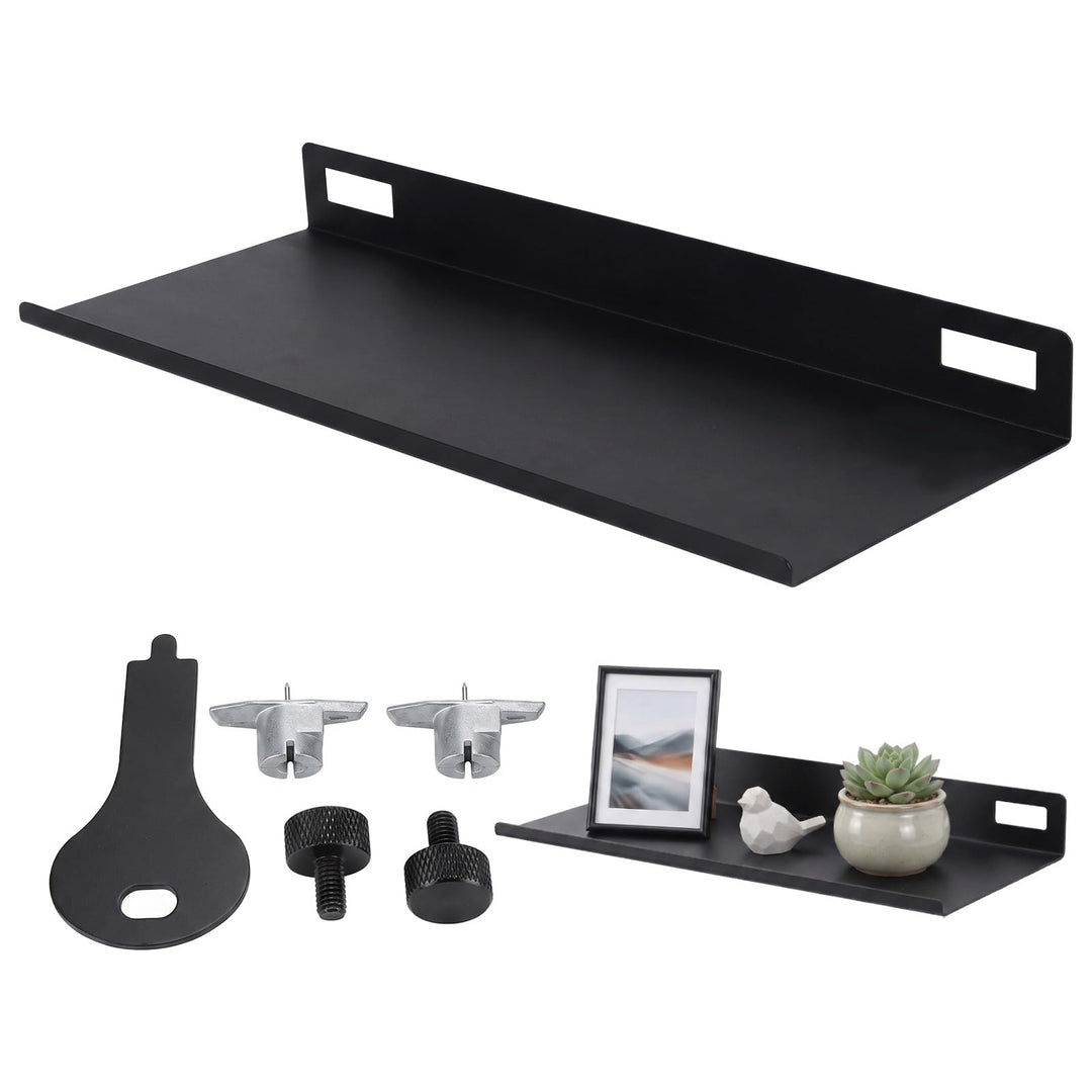 Wandregal Schwarz Metall für Akustikpaneele ohne Bohren 10x25cm Zubehör