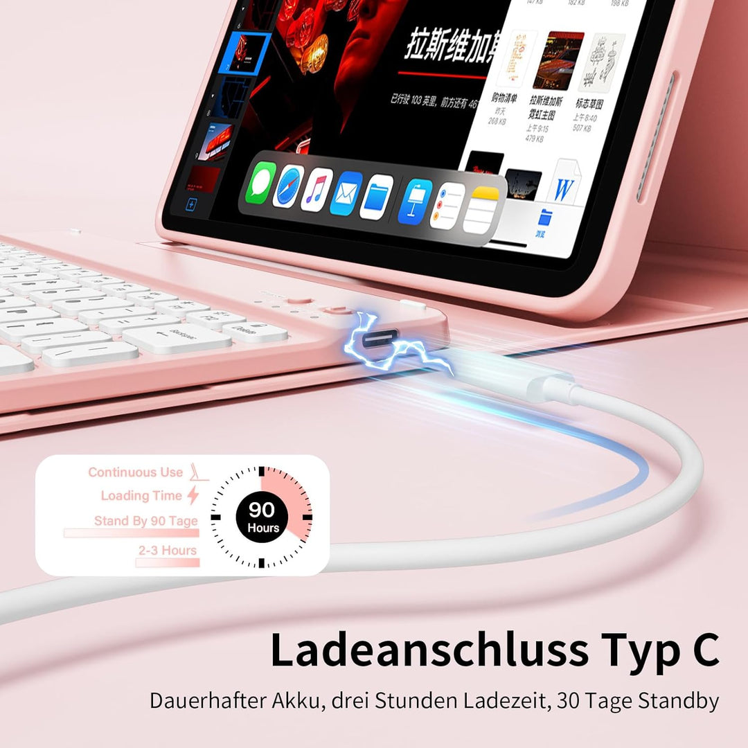 Hülle mit Tastatur für iPad A16 11/10 Generation (2025/2022, 11/10.9 Zoll) mit Stifthalter, Magnetis