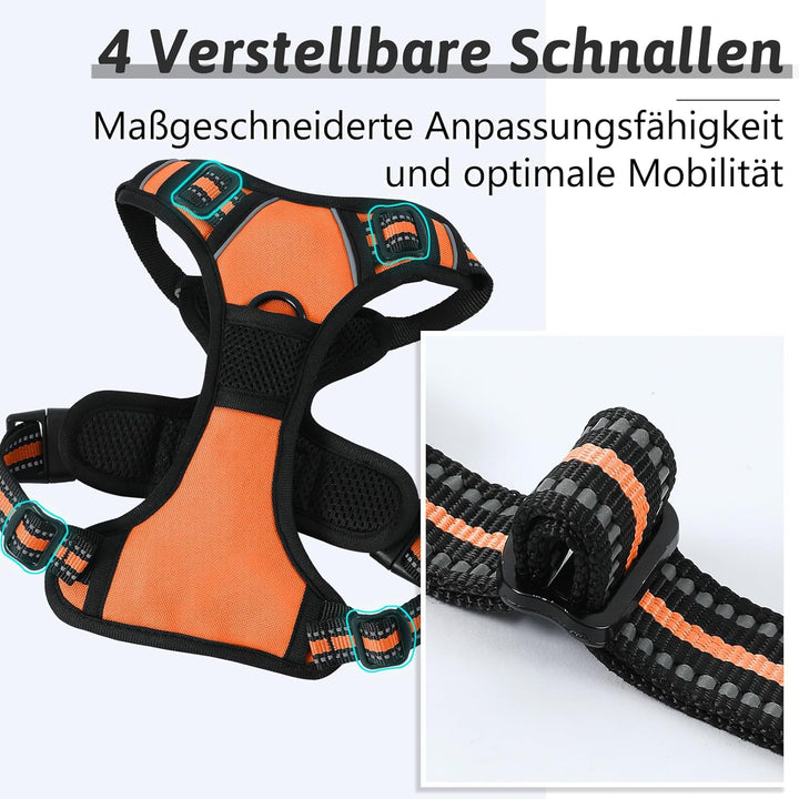 Hundegeschirr Mittelgrosse Grosse Hunde, Anti Zug Hundegeschirr Gepolstert mit Griff, Atmungsaktiv R