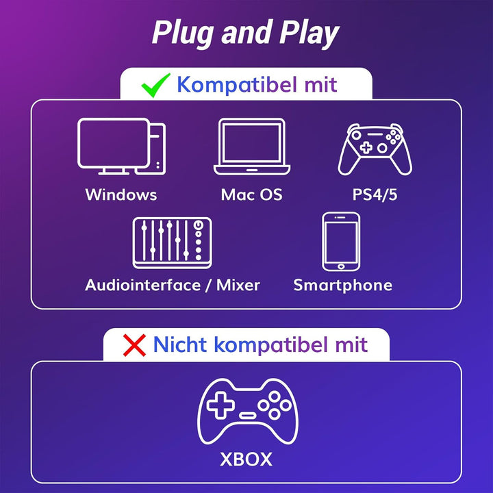 TONOR Dynamisches Microphone mit XLR/USB Kabel, Mikro PC, Vocal Mic Gesangsmikrofon für Podcast, Str