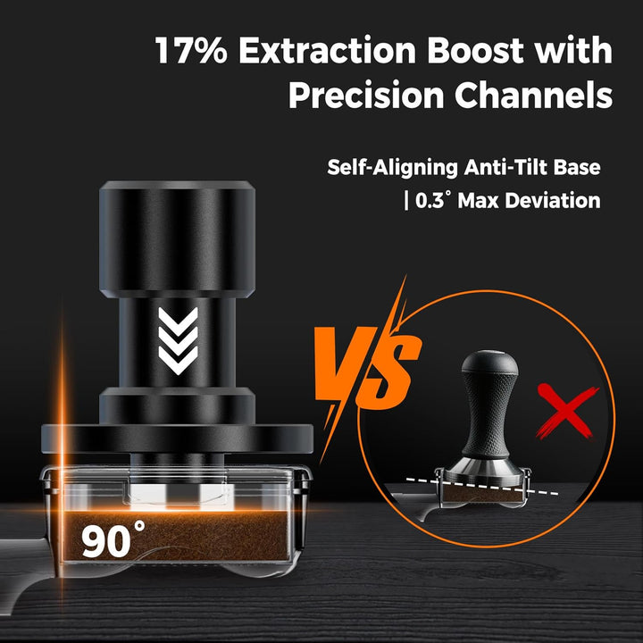 IKAPE 51MM V6 Impact Espresso Tamper with Sound Feedback, 15lb/30lb Interchangeable Springs, Espress