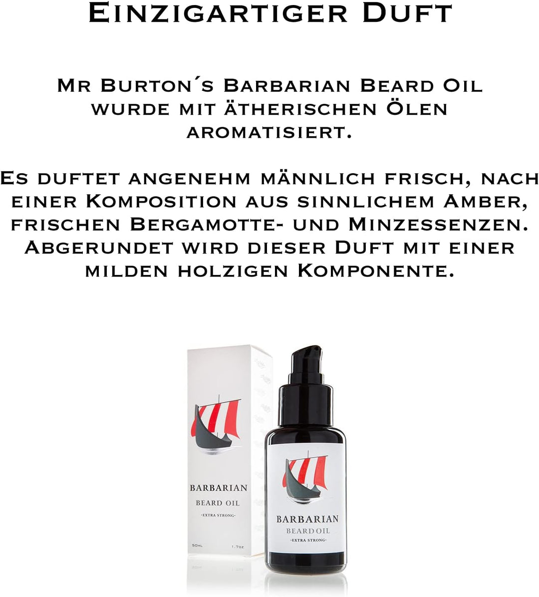 Bartöl Bartpflege Made in Germany - Mr. Burton´s Barbarian Beard Oil - 50ml natürlich mit Arganöl ve