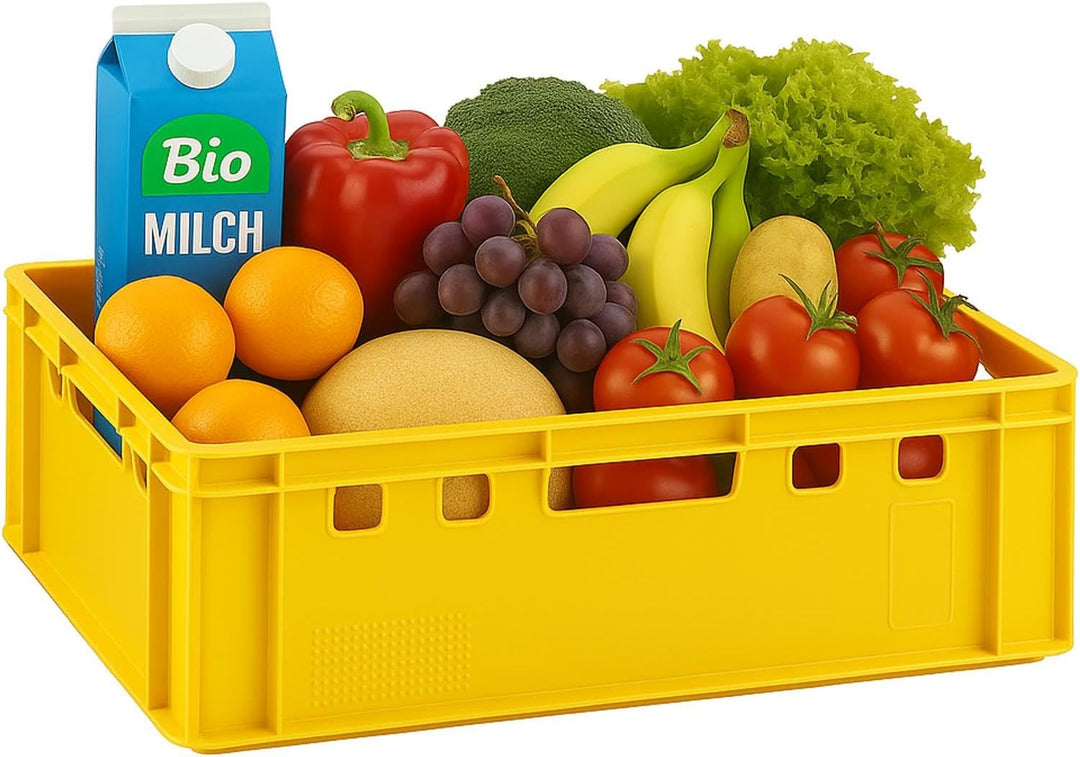 BURI 3x Fleischkiste E2 Fleischerkiste Gelb 60x40x20cm Metzgerkiste Lagerkisten Stapelkisten | Eurob