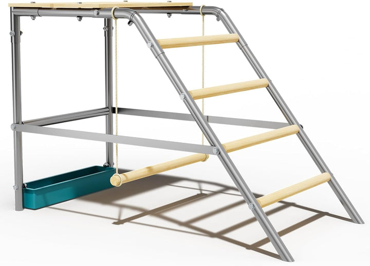 Hühnerschaukel Draussen 100×48×70cm,Holz and Metall Hühnerschaukel,Kletterturm für Hühner,Hühnerleit