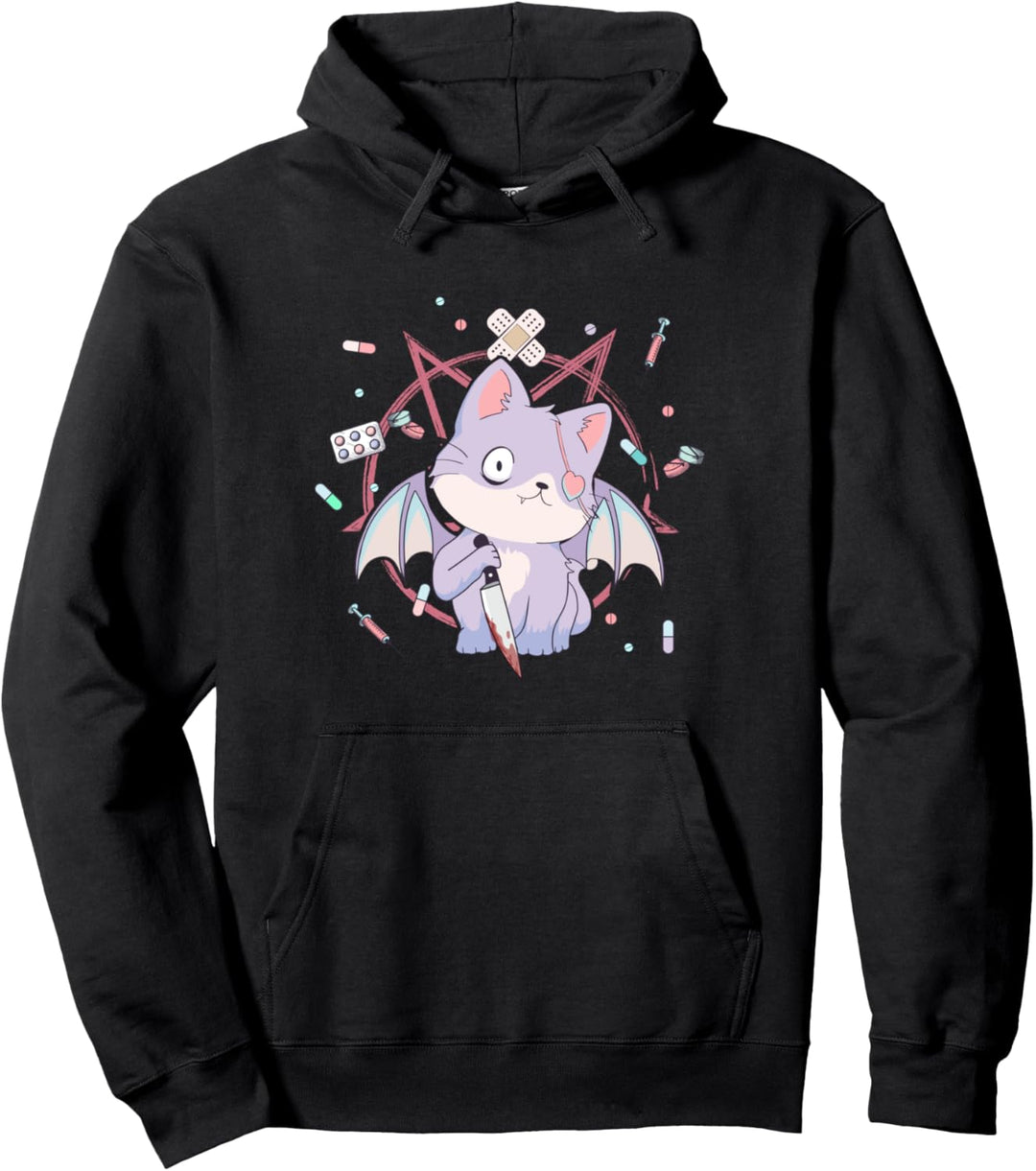 Pastell Goth Katze Pentagramm Lustige Katze Pullover Hoodie