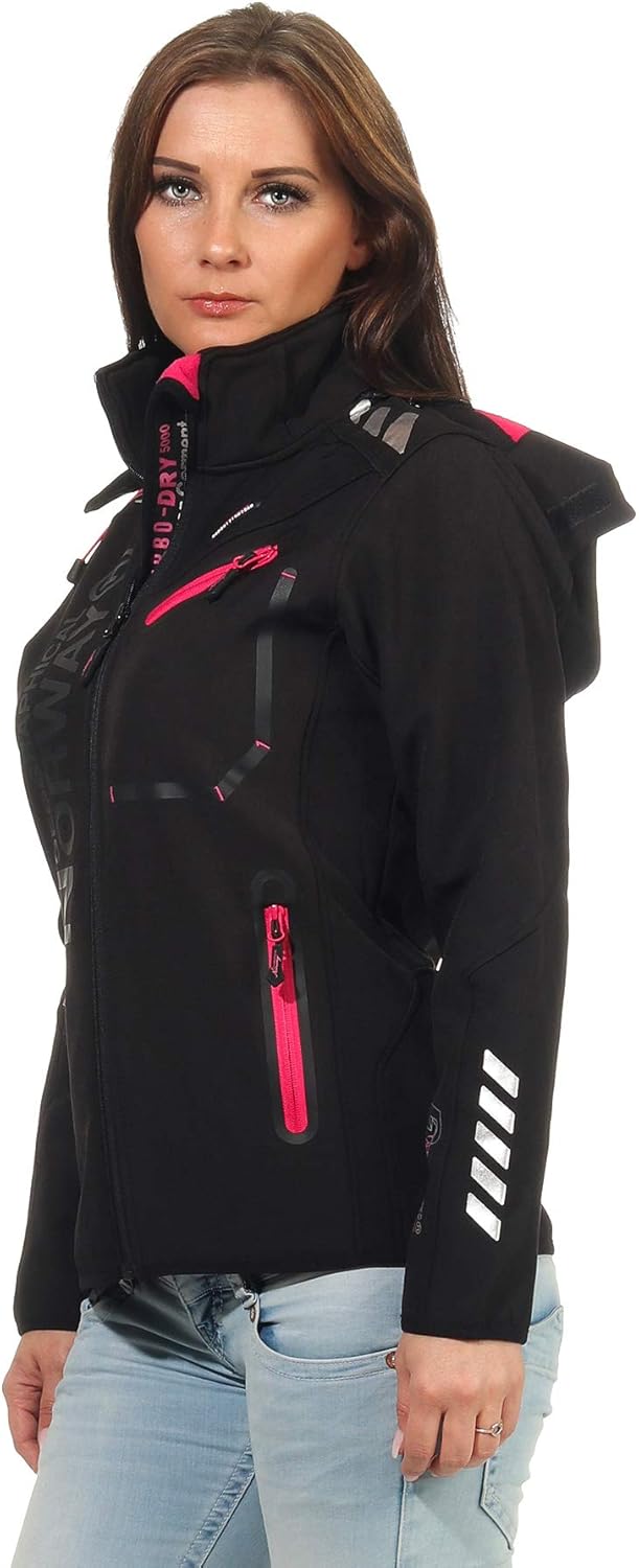 Geographical Norway Damen Jacke Softshell XL Rose - Black/F.Pink, XL Rose - Black/F.Pink