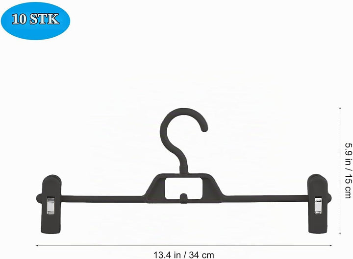 Hosenbügel Hosenspanner 34 cm,10 Stück Kleiderbügel Kunststoff, rutschfeste und Verstellbare Klammer