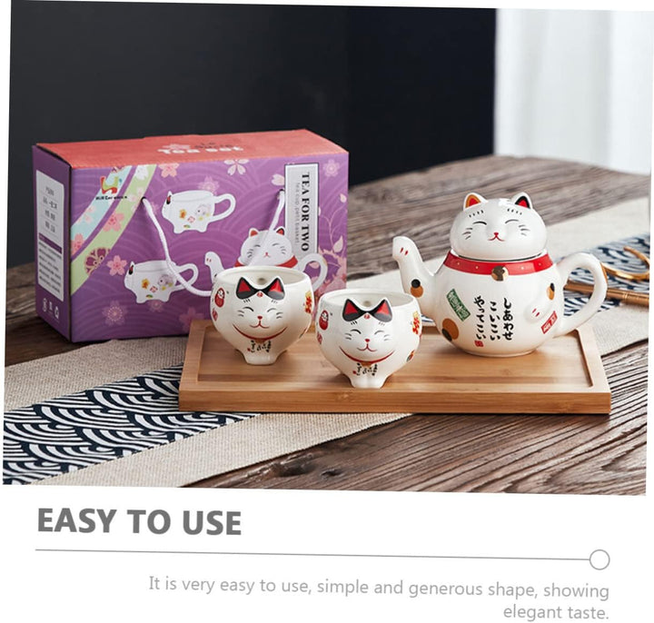Keramik Lucky Cat Teekanne Mit Tragbares Chinesisches Tee Hochwertigem Material Kreatives Maneki Mot