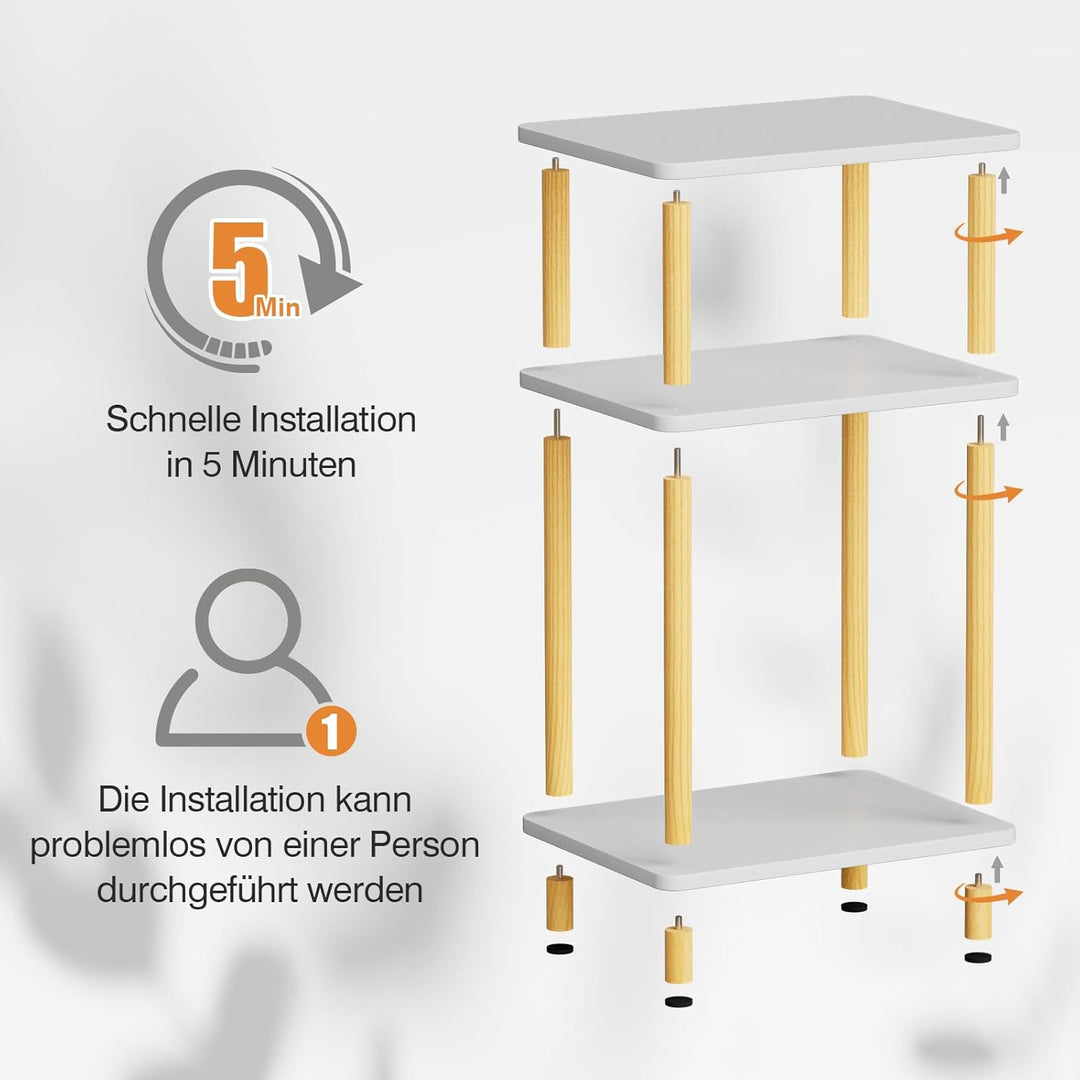 APICIZON 3 Tier Beistelltisch Schmal, Nachttisch Holz, Tisch Klein, 40x30x61.5cm, Kleiner Beistellti