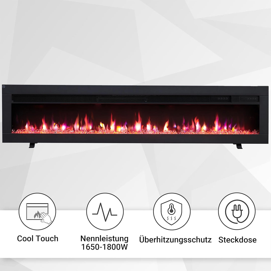 BALDERIA Agnes 60" Elektrokamin - Elektrischer Stand-, Wand- oder Einbaukamin mit Heizung 1000/2000