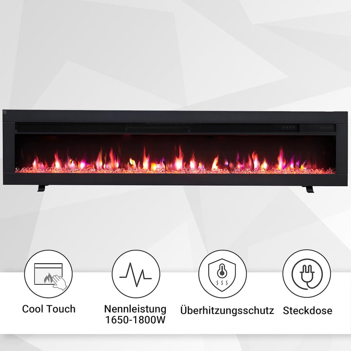 BALDERIA Agnes 60" Elektrokamin - Elektrischer Stand-, Wand- oder Einbaukamin mit Heizung 1000/2000