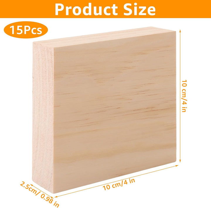 15 Stück Unbearbeitete Holzblöcke zum Schnitzen, Holzklötzchen zum basteln, MDF-Holzplatte zum baste