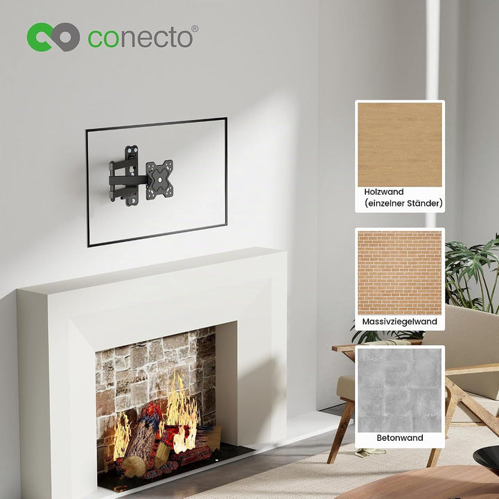 conecto TV Monitor Wandhalterung, neig- und schwenkbare Universalhalterung mit Gelenkarm, max. VESA