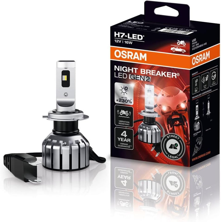 OSRAM NIGHT BREAKER H7-LED GEN 2 für Motorräder, bis zu 230% mehr Helligkeit, erste strassenzugelass