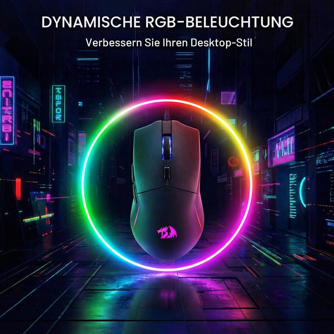 Redragon M730 Wireless Gaming Maus, 10000 DPI, 3-Verbindungsmodi, BT &amp; 2.4G Wireless, 6 Makrotasten,