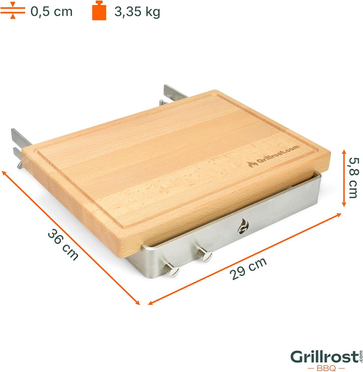 Grillrost.com Das Original Bretthalter für alle Feuerplatten mit 3-12mm Stärke | Buchenholz und Edel