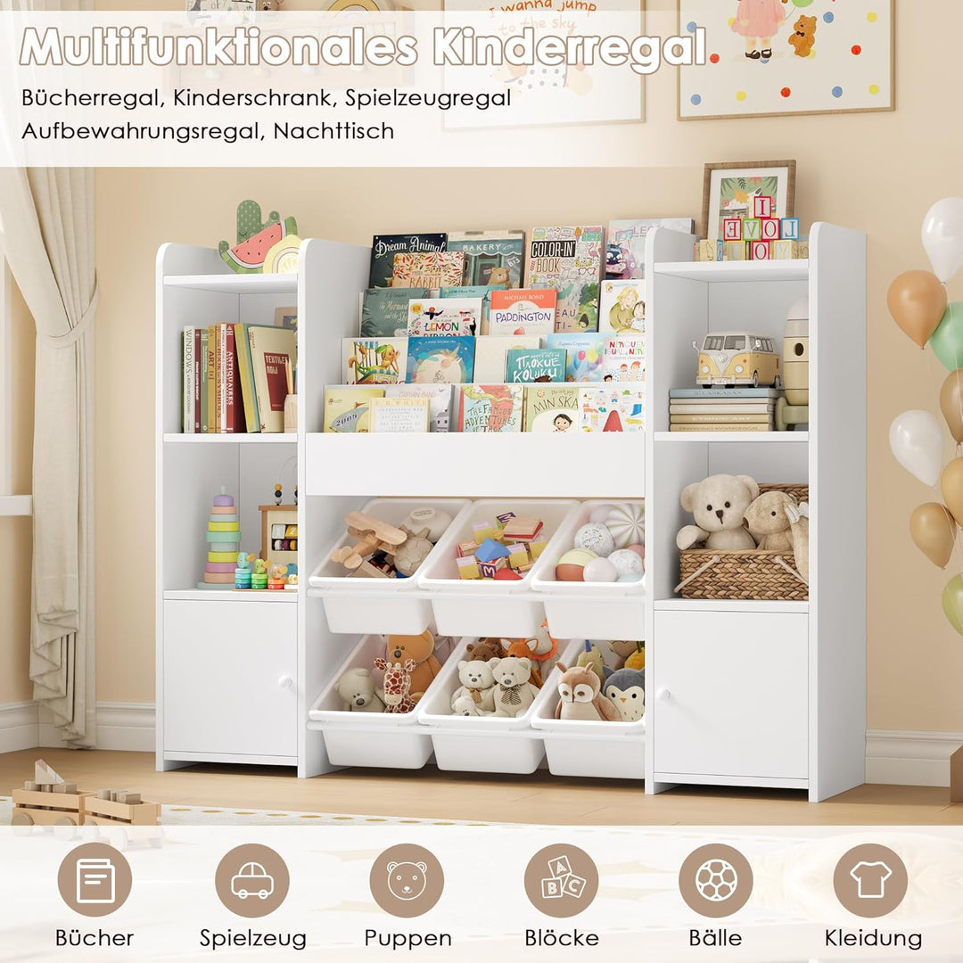 FOREHILL Kinderregal mit Kinderbücherregal Kinderzimmer Möbel aus Holz Bücherregal für Kinder mit Au
