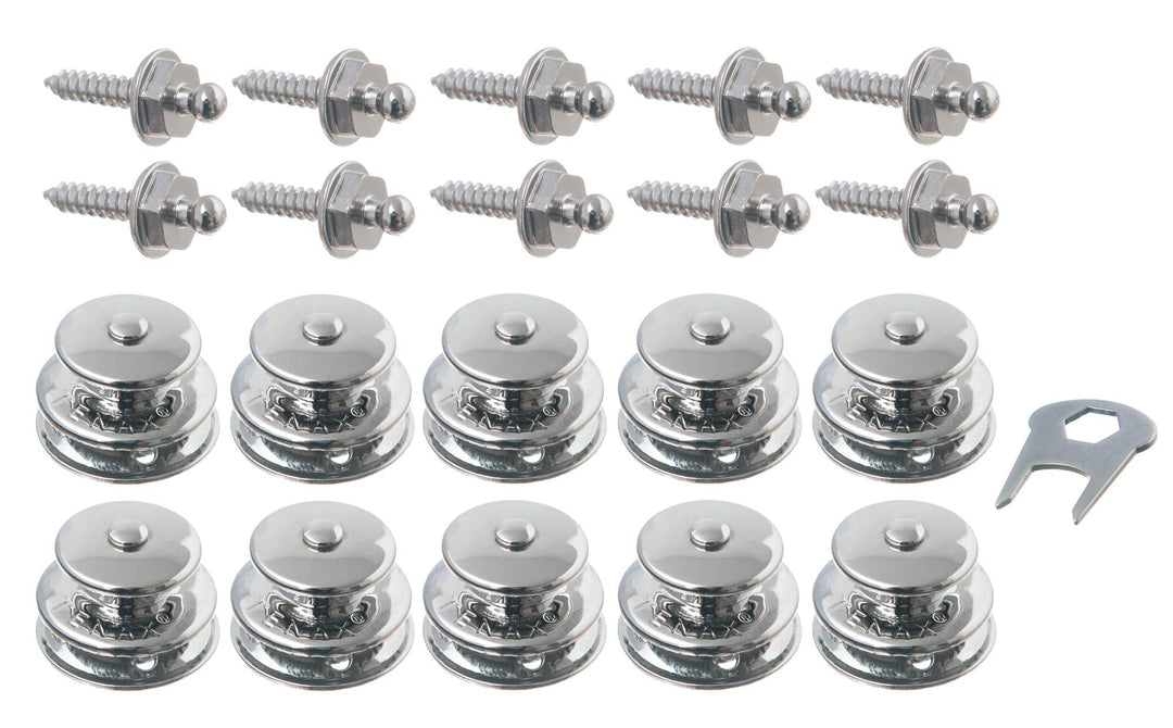 New Marine 10 Stück TENAX Oberteile, gross + 10 TENAX Blechschrauben 4,2 x 16mm + 1 TENAX Schlüssel