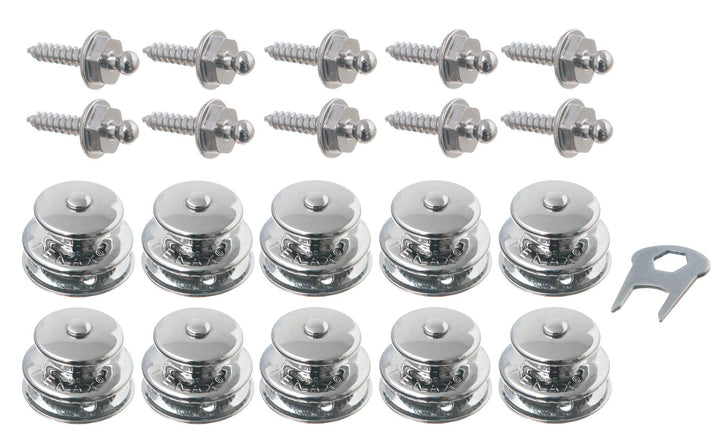 New Marine 10 Stück TENAX Oberteile, gross + 10 TENAX Blechschrauben 4,2 x 16mm + 1 TENAX Schlüssel