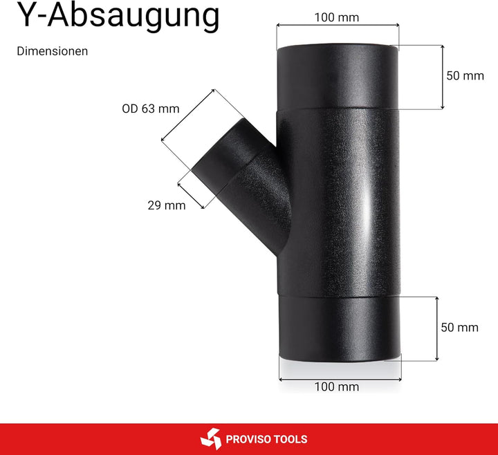 Y Stück 100mm, Absaugung Werkstatt, Y stück 100mm Abluft Adapter inkl. 3 Schlauchklemmen, Absaugung