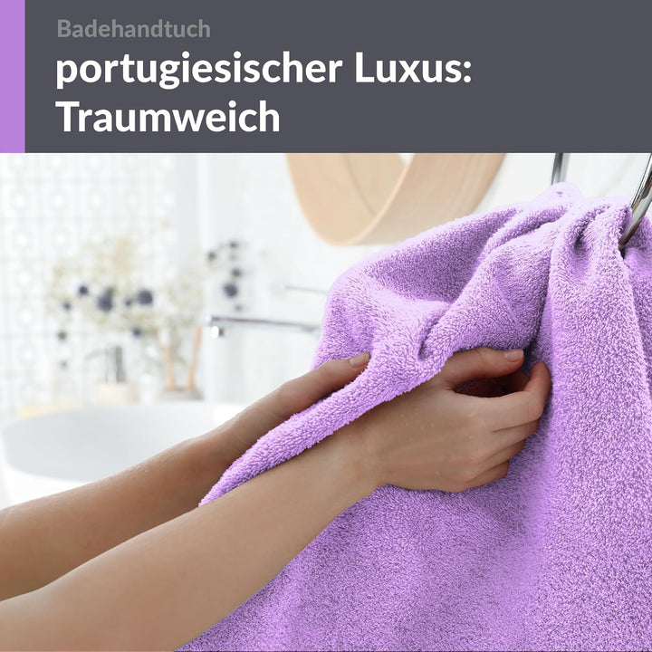 Lashuma Schulter Badehandtuch 100x150 cm Lila - Flieder, London grosses Frottee Handtuch aus 100% Ba