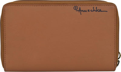 Anuschka Anna by Women's Crossbody Handytasche aus echtem Leder | Handbemalte Handwerkskunst Butterf