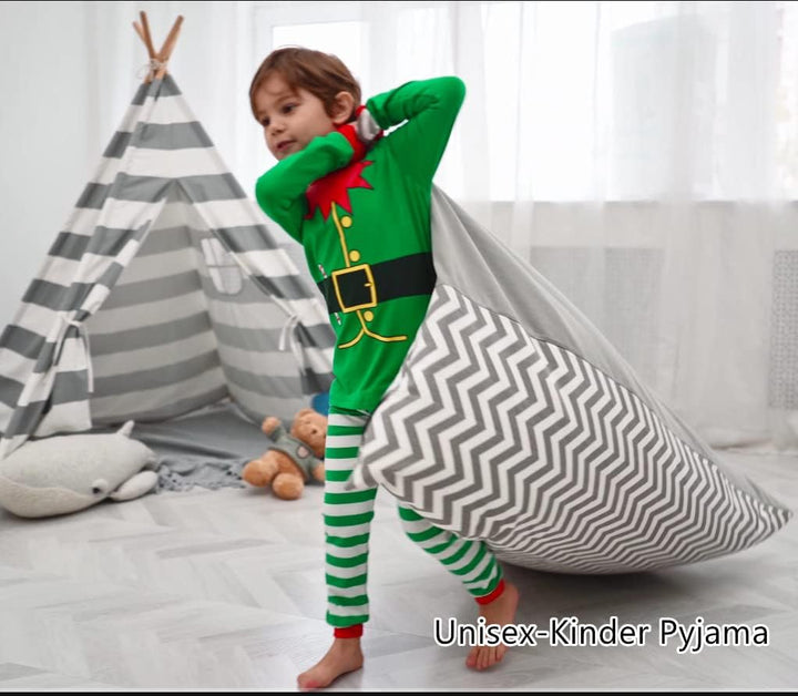 LOLPIP Jungen Pyjama Langarm 4-teilig Kleine Kinder Nachtwäsche Schlafanzug Set 2-14 Jahre Elf-grüne