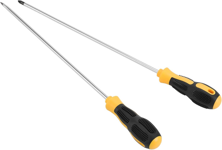 4 Stück Schraubendreher Lang Set, 41,5 cm Schwarz Gelber Griff Schraubendreher, 2 Flachschraubendreh