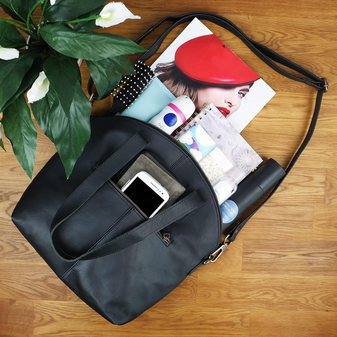 LECONI Shopper Schultertasche Damen Handtasche Ledertasche Natur Henkeltasche aus Leder Damentasche