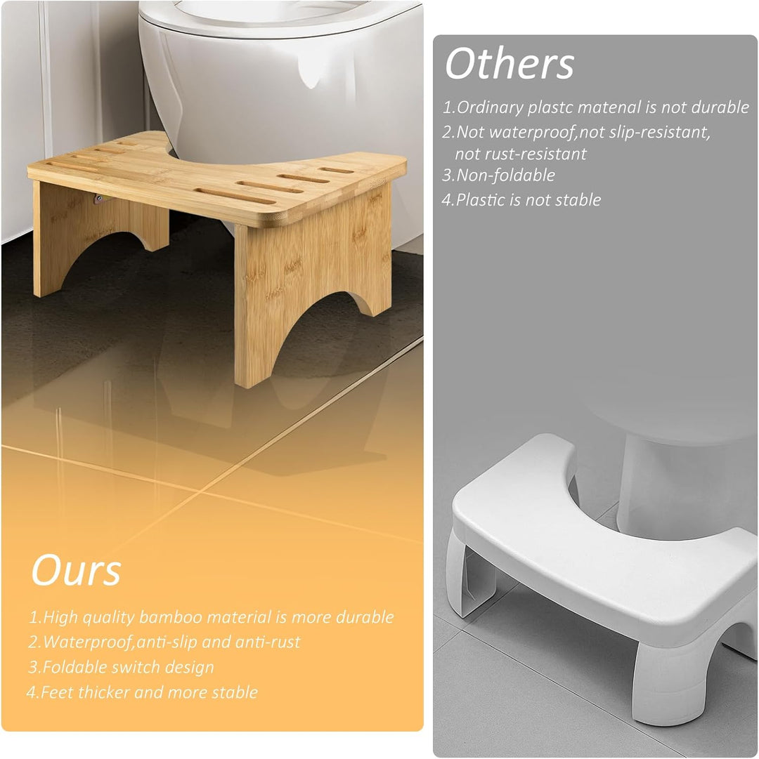 LUOJINYI Bambus Toilettenhocker, Klappbar Badhocker, Gesunder und Tragbarer Klohocker, Ergonomischer