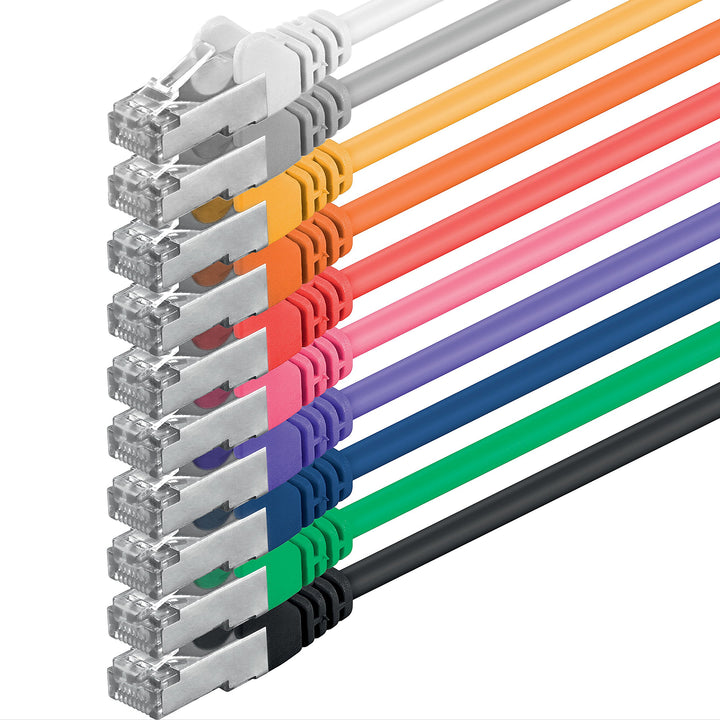 1aTTack CAT5 FTP Netzwerk Patch Kabel mit 2 x RJ45 Stecker Set (10 Farben, 10 Stück) 0,50m 0,5m Mult