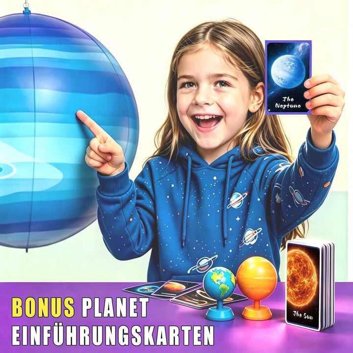 Jumbo Aufblasbares Sonnensystem Set – 9 Planeten zum Aufhängen inkl. Luftpumpe, Aufhängeschnur & Wis