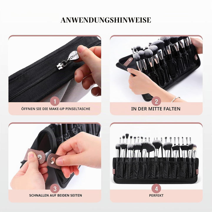 DUcare Make up Pinsel Organizer-Tasche, tragbare Kosmetiktasche für die Reise, Stand Up Cosmetic Bag