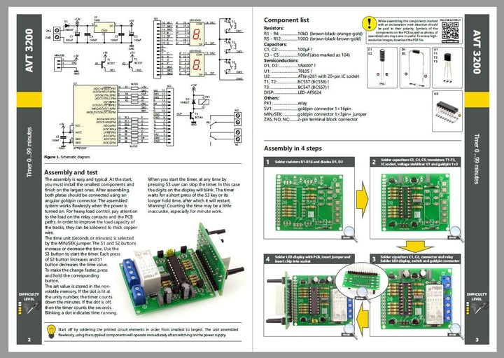 AVT3200 KIT DIY Universal-Zeitschaltuhr 0-99min, DIY Timer, Elektronik Bausatz, Elektronischer Timer