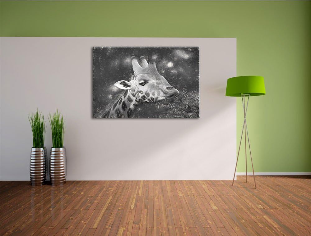 schöne Giraffe beim Fressen Spezial Format: 100x70 cm auf Leinwand, XXL riesige Bilder fertig gerahm