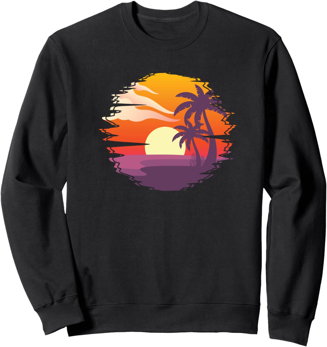 Synthwave 80er Retro Palmen Sonnenuntergang Vaporwave Sweatshirt