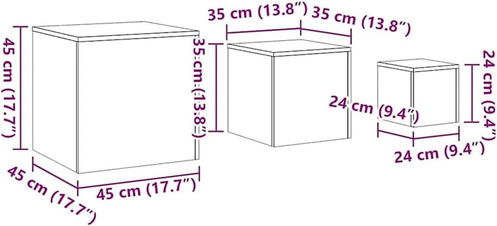 vidaXL Beistelltische 3 STK. Weiss Holzwerkstoff Weiss 1, Weiss 1