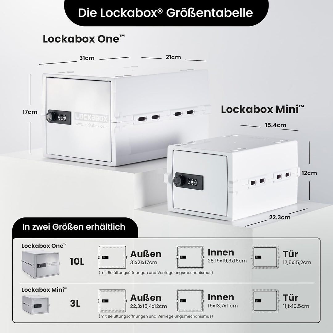 Lockabox One™ | Kompakte Abschliessbare Box aus Polycarbonat mit Zahlenschloss für mehr Sicherheit z