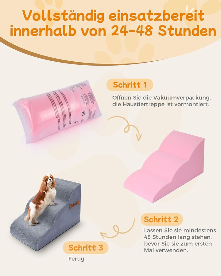 Hundetreppe für Kleine Hunde 30CM hohe 3-stufige kleine Hundefussstufen 32x60x30CM für Sofa und hohe