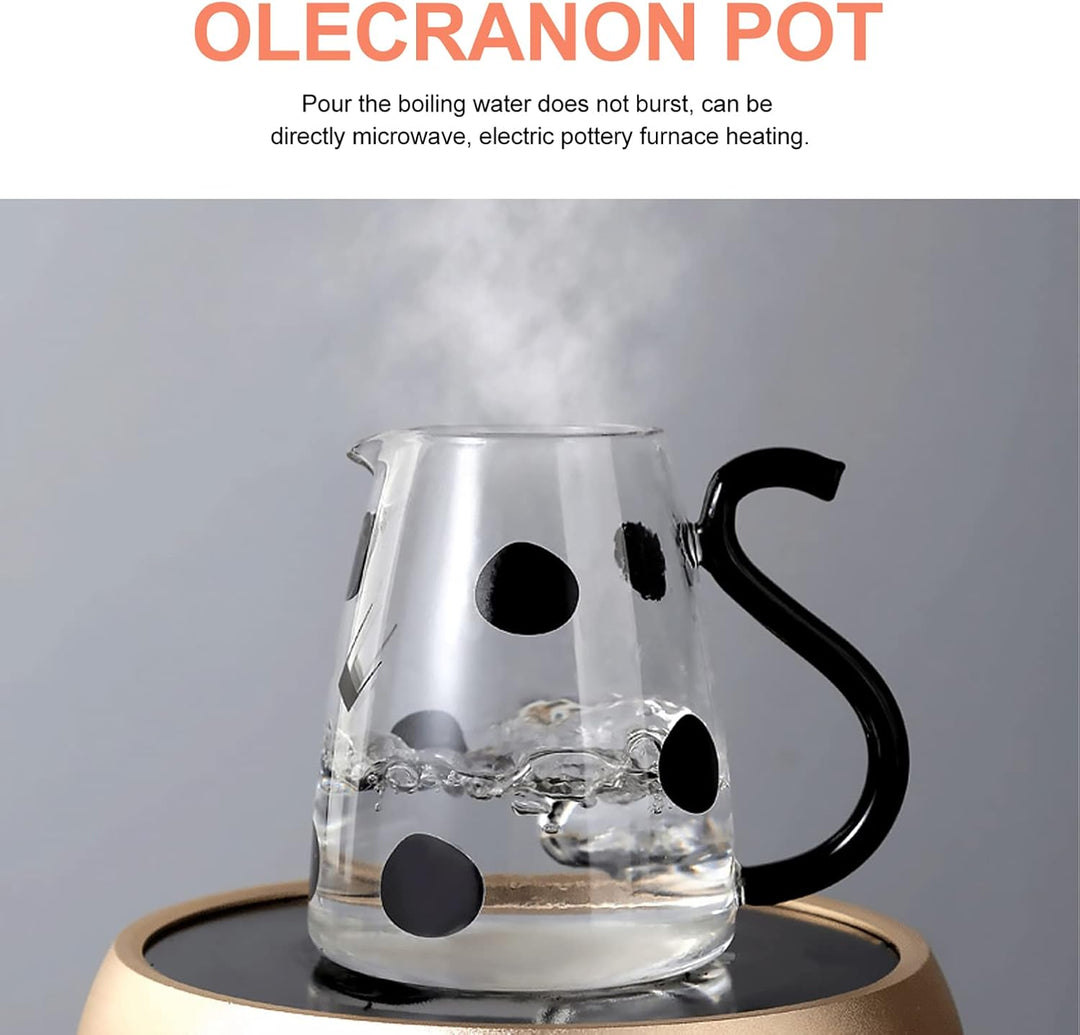 BESTonZON Glaskrug mit Tasse Kuh Figur Glaskaraffe Glaskanne Wasserkrug Eistee Kanne Saftkrug Getr?n