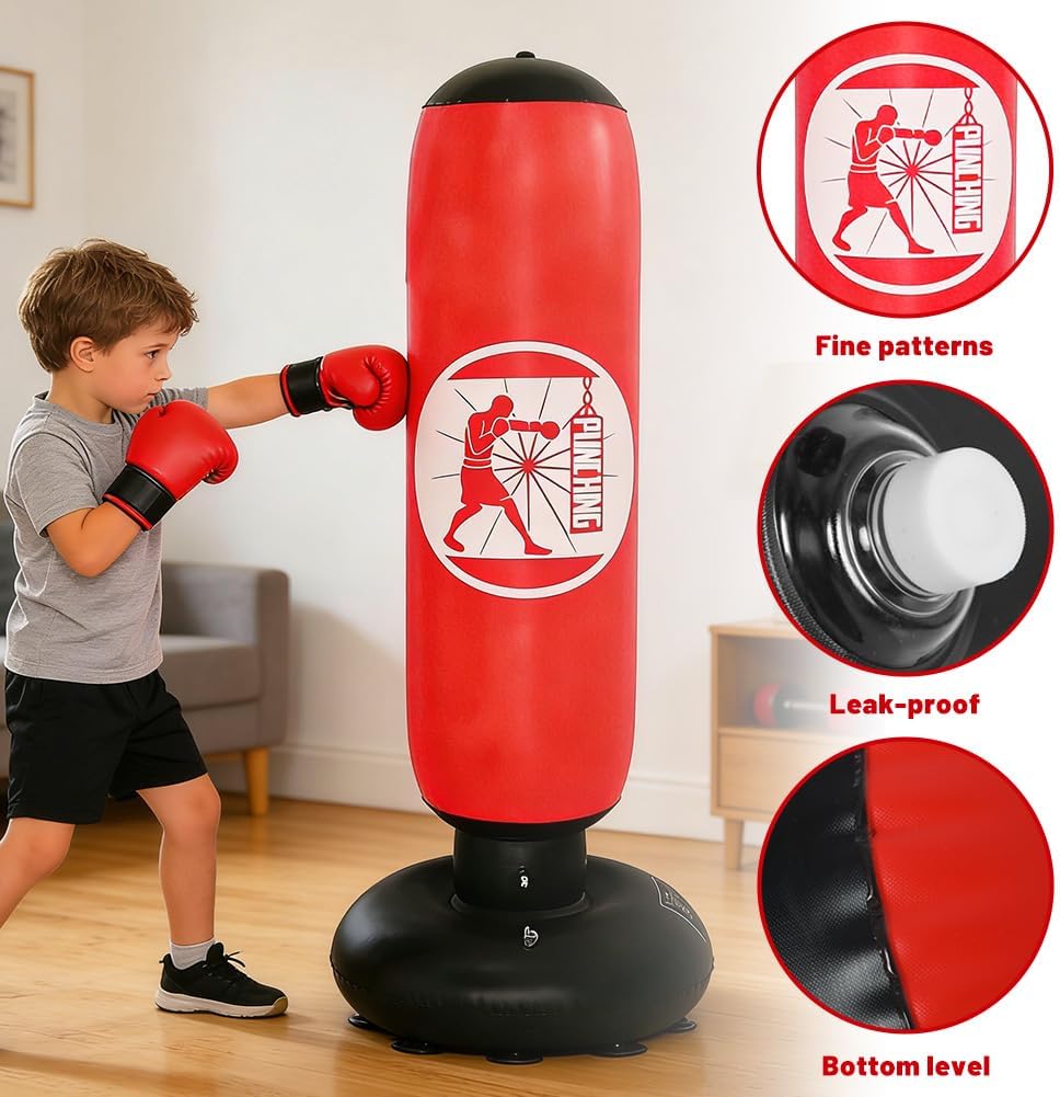 Boxsack für Kinder, 160cm Aufblasbarer Standboxsack Geschenk für Jungen und Mädchen