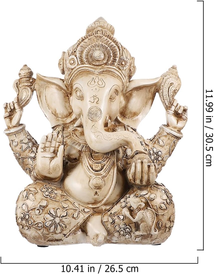 DOITOOL Hindu-Gott Ganesha Idol Statue Indischer Elefant Buddha Ganesha Skulptur 26,5 x 30,5 cm Sege