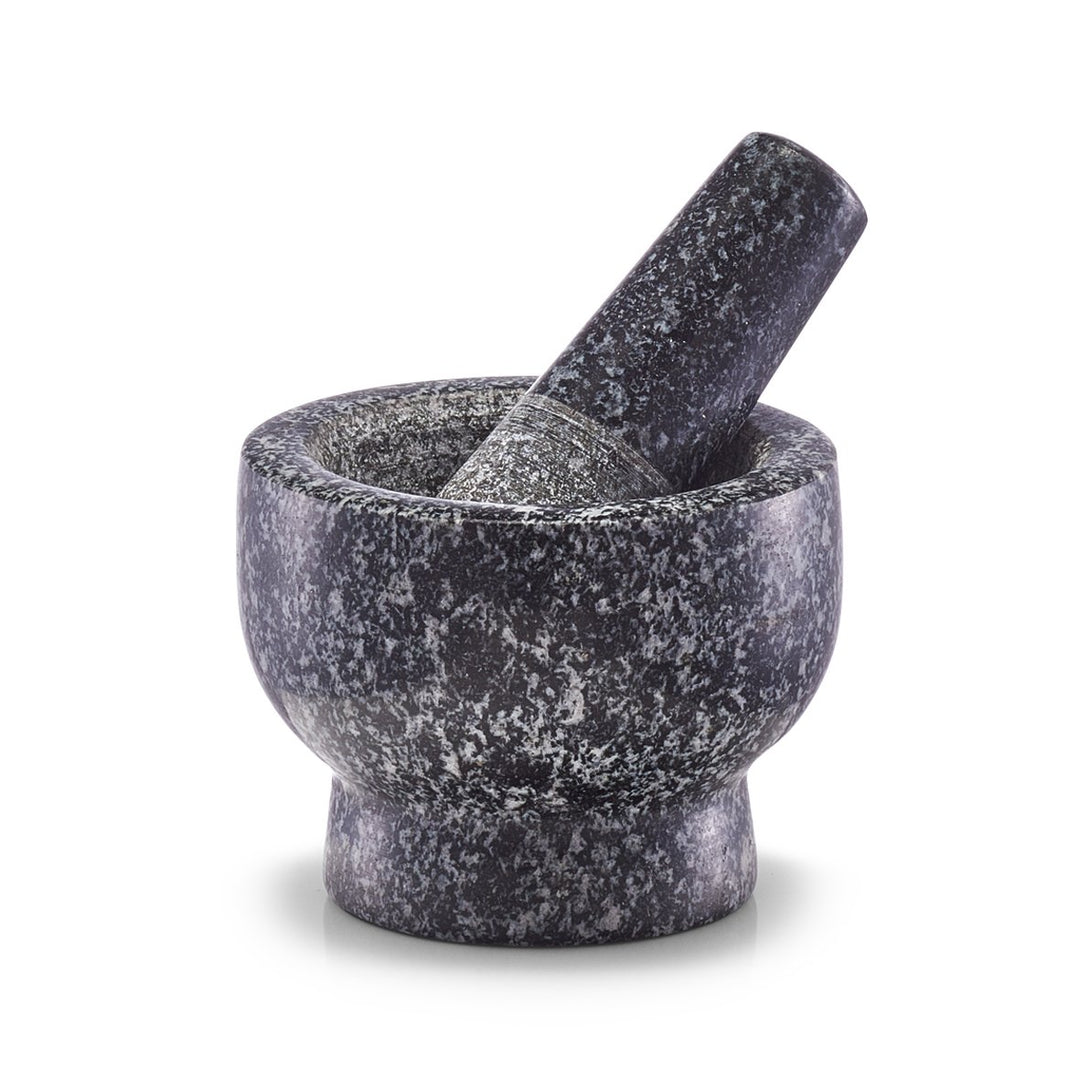 Zeller Mörser und Stössel-Set, Granit, anthrazit, ca. 9 x 9 x 6,5 cm 9 x 9 x 6,5 cm Anthrazit, 9 x 9