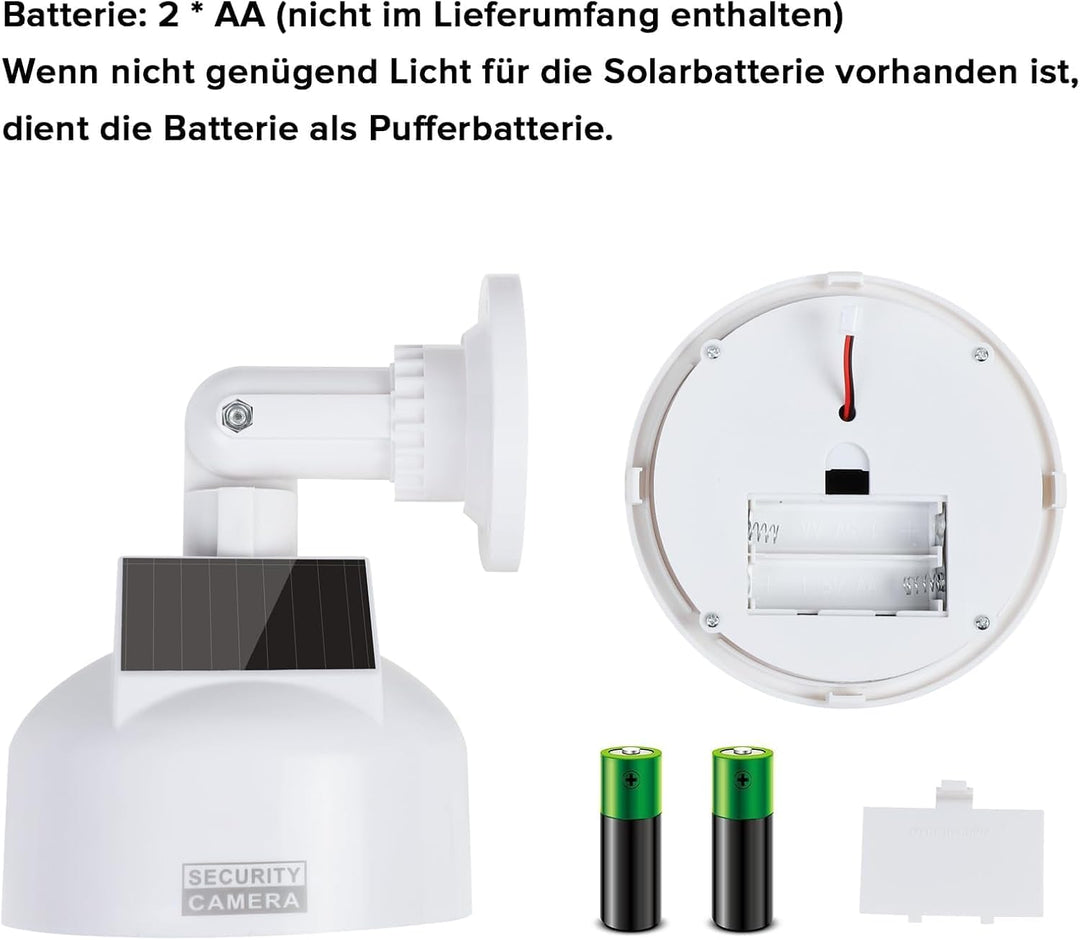 ERWEY Dummy Kamera Solar Kamera Attrappe Simulierte Dummy Speed Dome mit Objektiv Videoüberwachung W