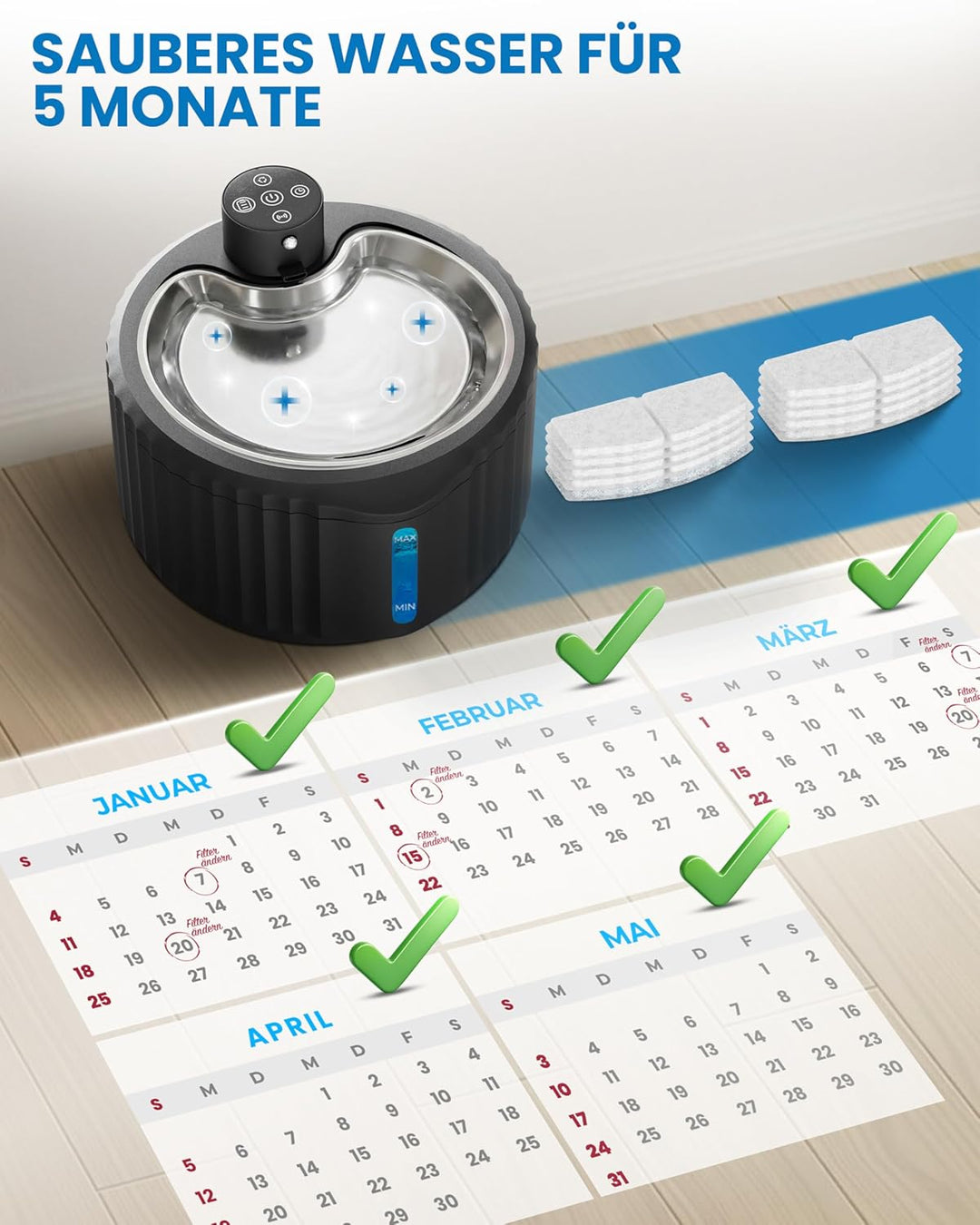 Miaura® 10er Pack Filter für Katzenbrunnen - Hochwertige Katzenbrunnen Filter für alle Miaura Katzen