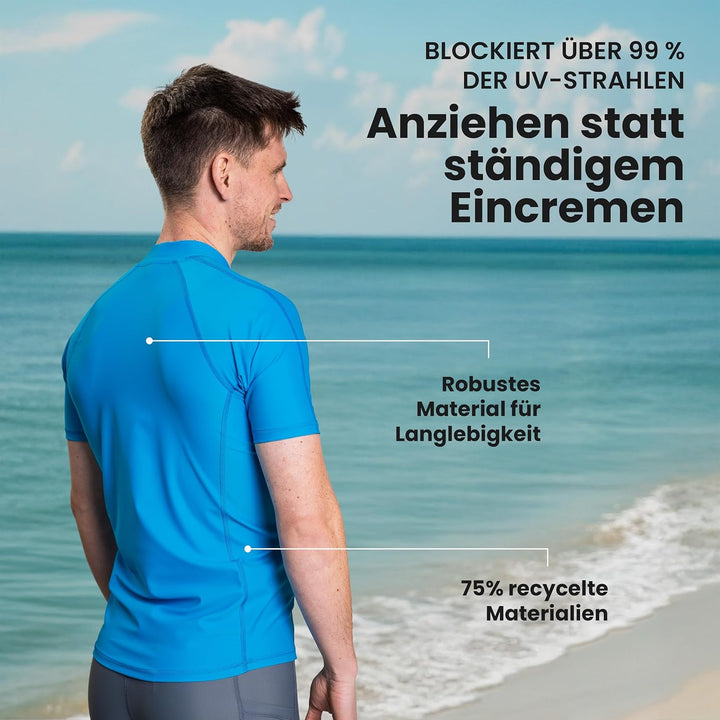 iQ-UV Shirt Herren Slim Fit – UV-Schutz Rashguard für Wassersport – Schwimmshirt für Herren aus recy